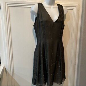 Roland Nivelais Womens Dress Sz 10 Sleeveless Dark  Green  Sparkly 100% Silk